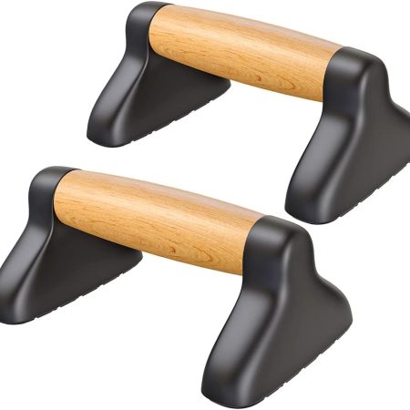 2-Pack Wooden Push-Up Bars with Sturdy Wood Handles and Non-Slip Base Pads, Comfortable Grip for Home Gym Strength Training