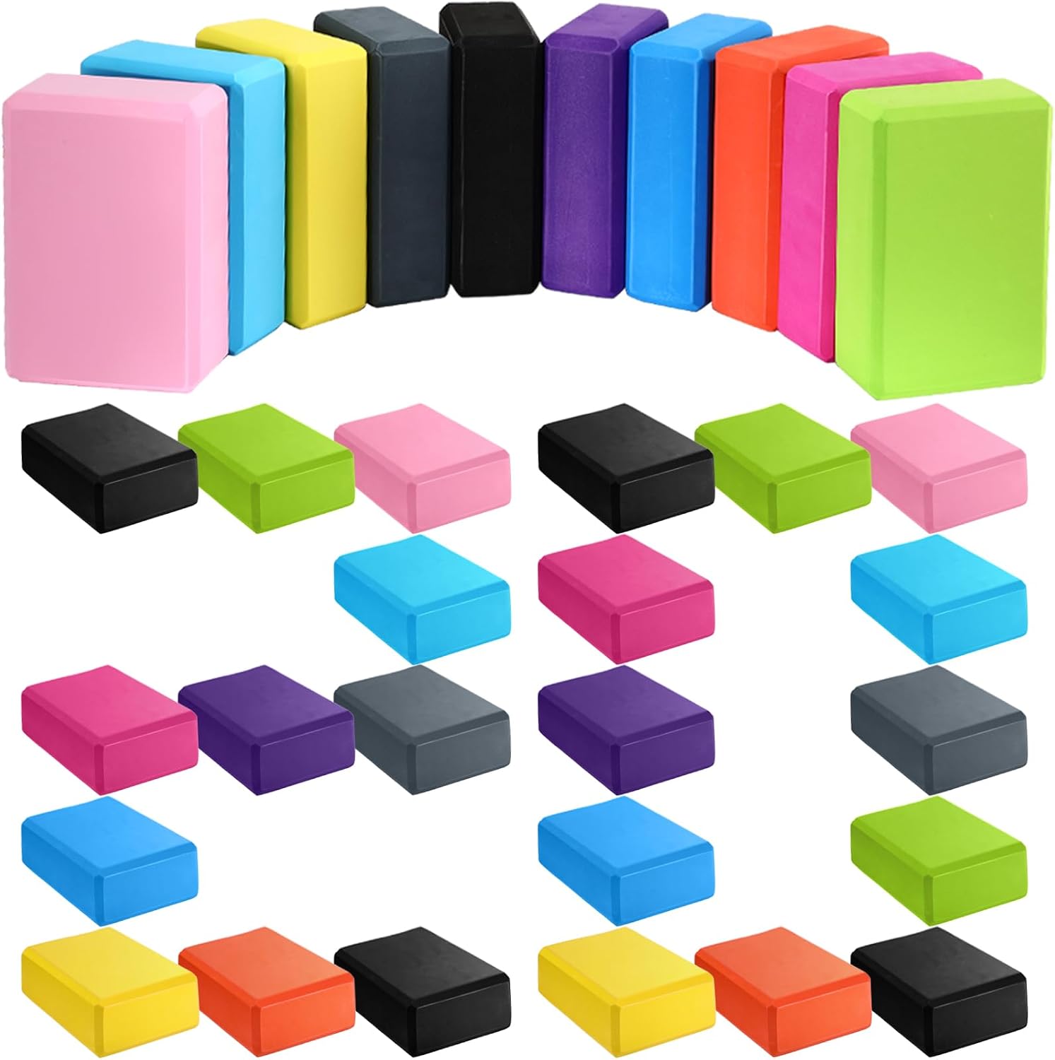 20-Piece EVA Foam Yoga Block Set—Lightweight, non-slip, and supportive; suitable for Pilates, stretching, and meditation; ideal for men, women, and beginners (multi-color)
