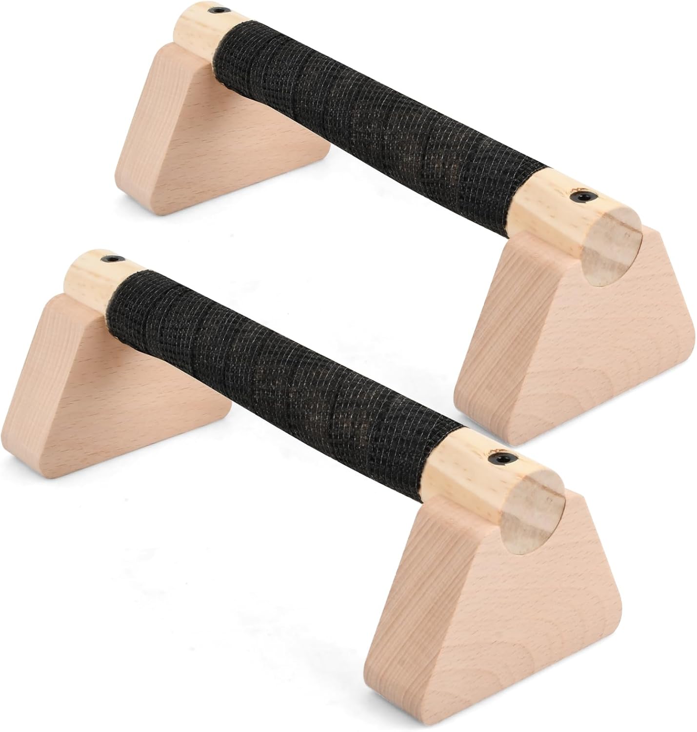 Wooden Parallettes Push-Up Bars with Non-Slip Base for Calisthenics, Handstand Training and Home Gym Strength Workouts