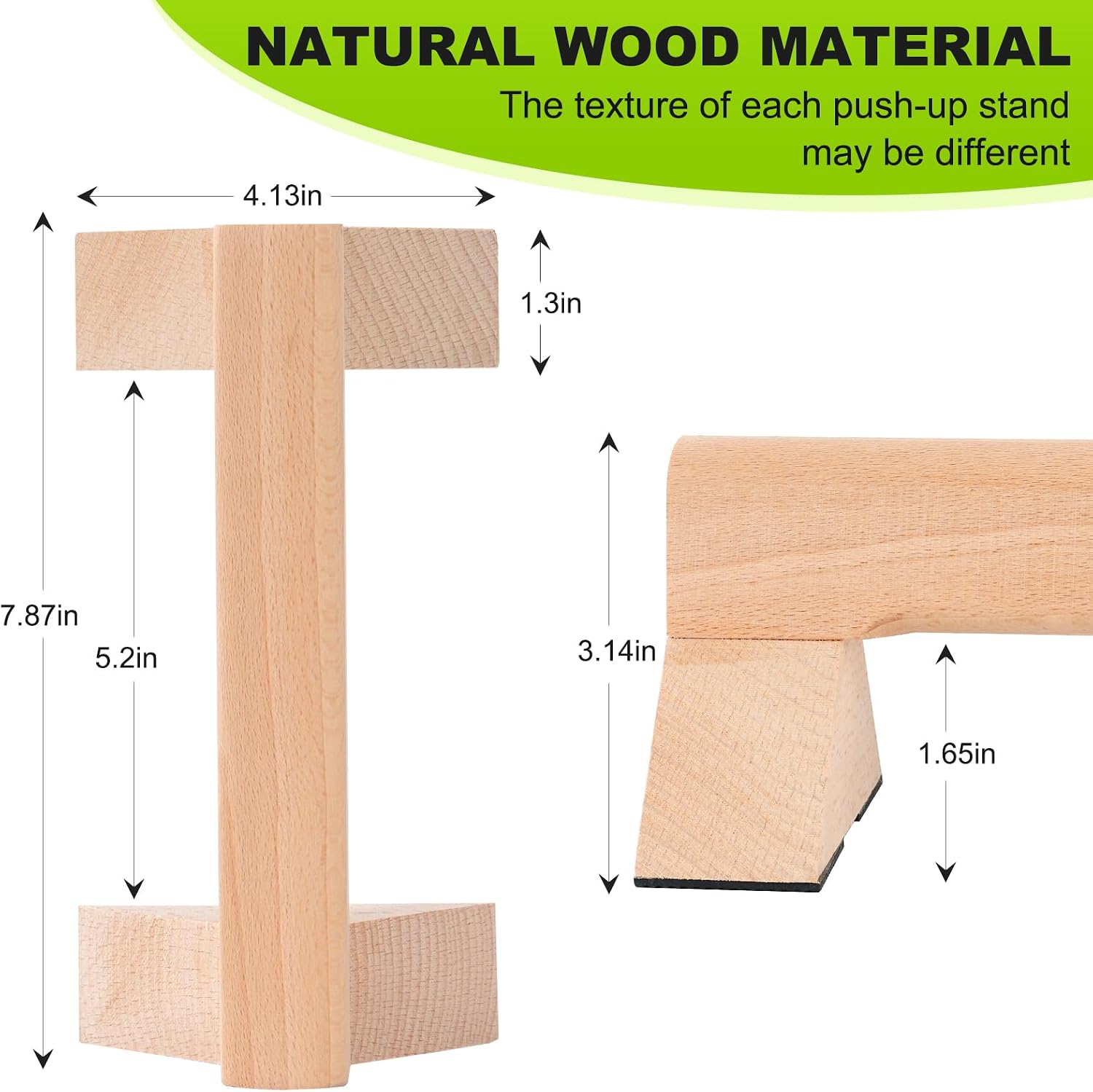 2-Piece Wooden Push-Up Handles with Non-Slip Base for Home and Outdoor Strength Training - Image 2