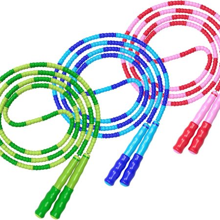 Jump Rope, Adjustable Length Tangle-Free Segmented Soft Beaded Skipping Rope, Fitness Jump Rope for Kids, Man, and Women Weight Loss 9.2 Feet