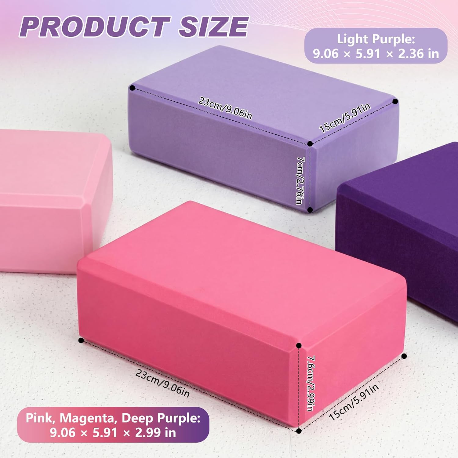 4-piece EVA foam yoga block set (multicolor, soft, non-slip, supportive); lightweight blocks and stretching accessories; suitable for women's Pilates and meditation practice. - Image 2