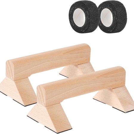 2-Piece Wooden Push-Up Handles with Non-Slip Base for Home and Outdoor Strength Training