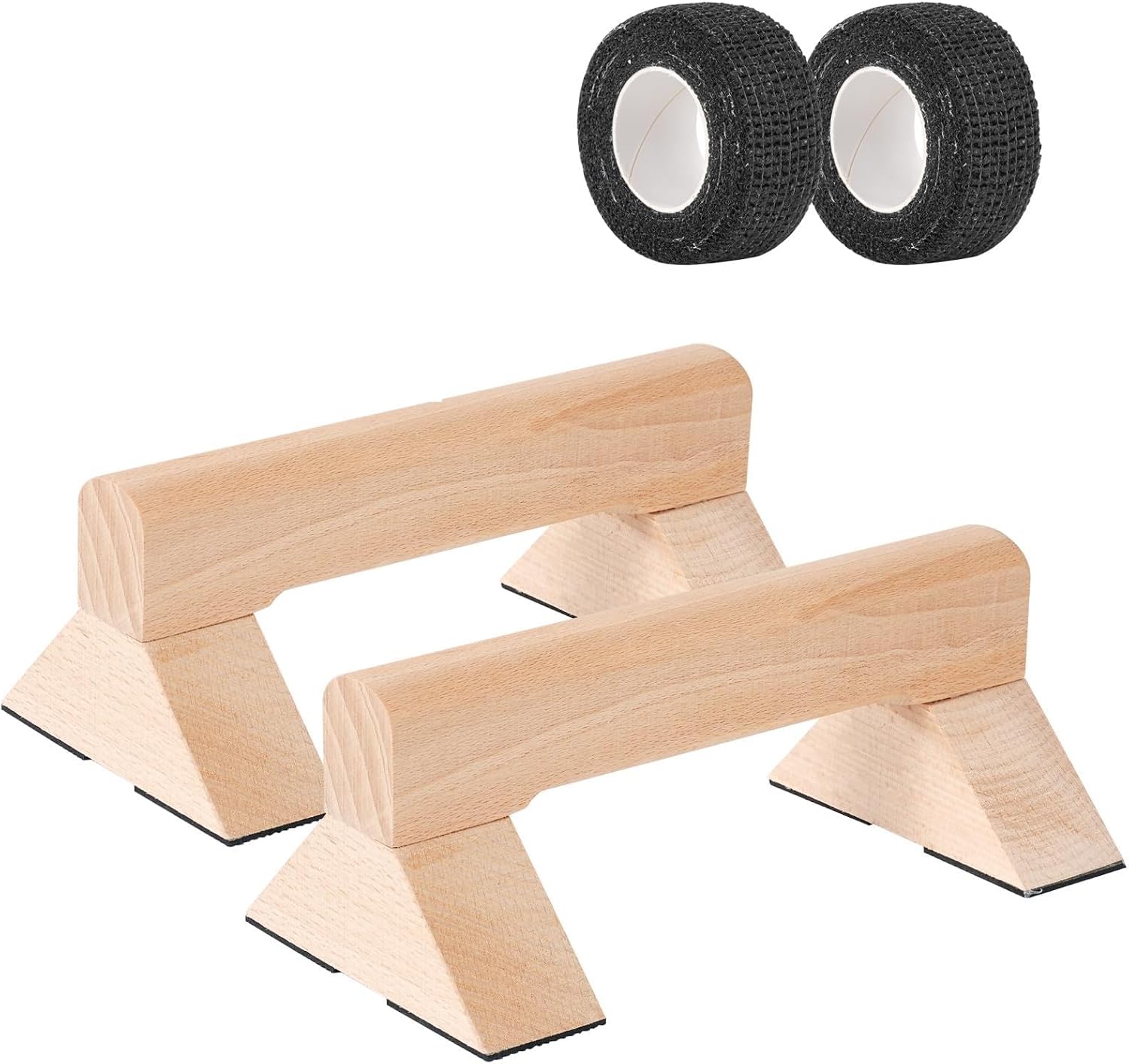 2-Piece Wooden Push-Up Handles with Non-Slip Base for Home and Outdoor Strength Training