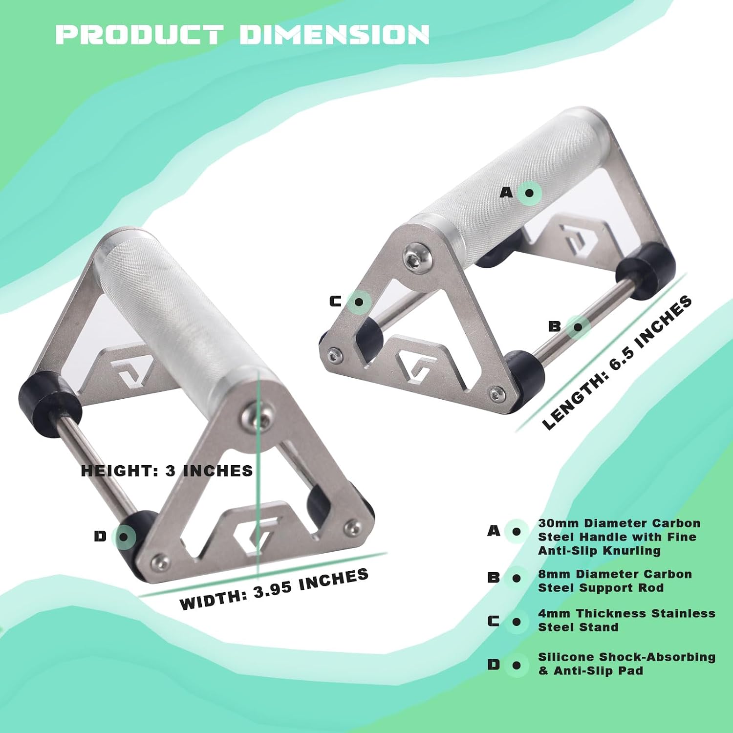 Push-Up Stand Pair with Aluminum Alloy Grips and Anti-Slip Silicone Pads, Heavy-Duty Strength Training Handles - Image 2