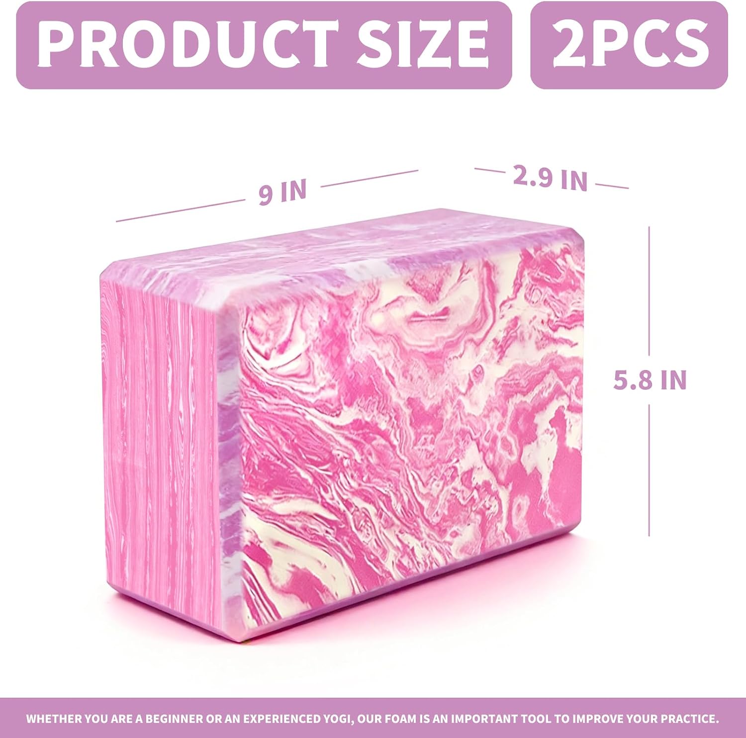 2-Piece High-Density EVA Foam Yoga Block Set (9 x 6 x 3 inches)—Non-slip material; suitable for yoga, Pilates, stretching, and meditation - Image 2