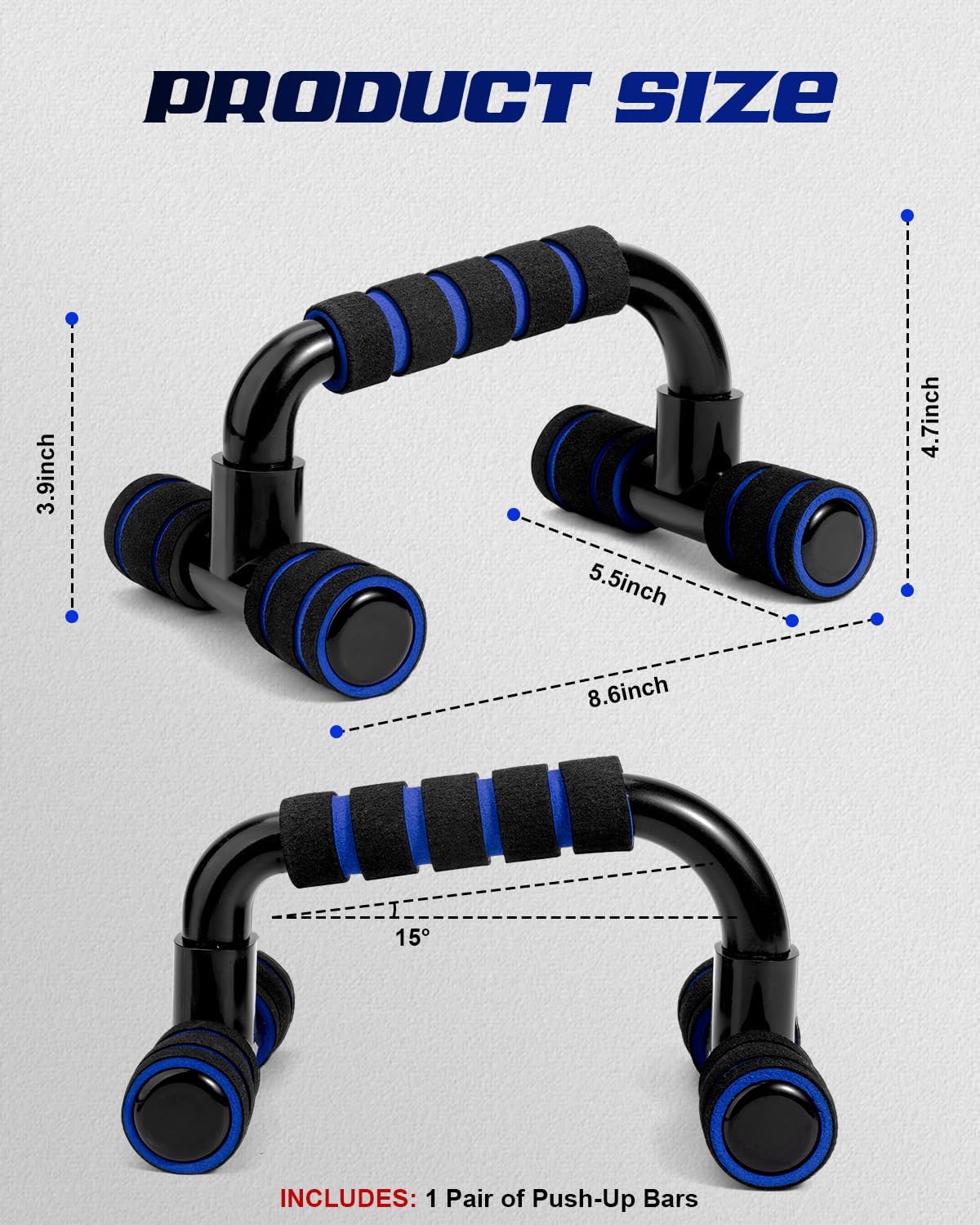2-Pack Ergonomic Portable Push-Up Bars, Non-Slip Handles for Floor and Home Strength Workouts for Men and Women - Image 2