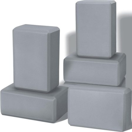 6-Piece Yoga Block Set (9 x 6 x 4 inches)—Lightweight, non-slip EVA foam material; suitable for Pilates, stretching, and meditation
