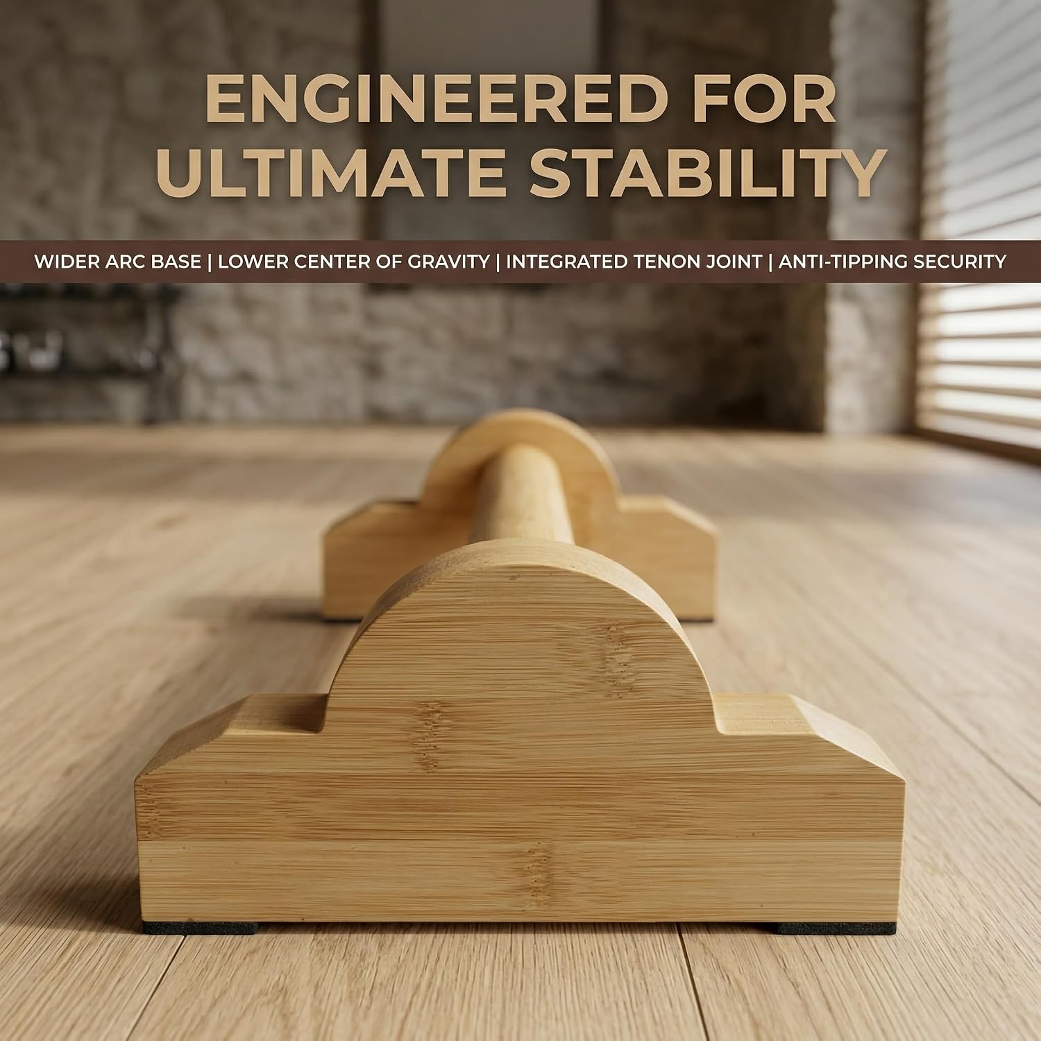 Lightweight Wood Push-Up Stands with Ergonomic Wrist-Friendly Grip and Non-Slip Base for Home and Floor Workouts - Image 2